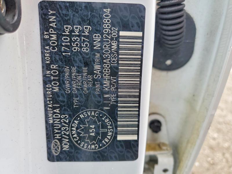 2024 Hyundai Venue მანქანა იყიდება აუქციონზე, vin: KMHRB8A30RU298804, აუქციონის ნომერი: 49709066