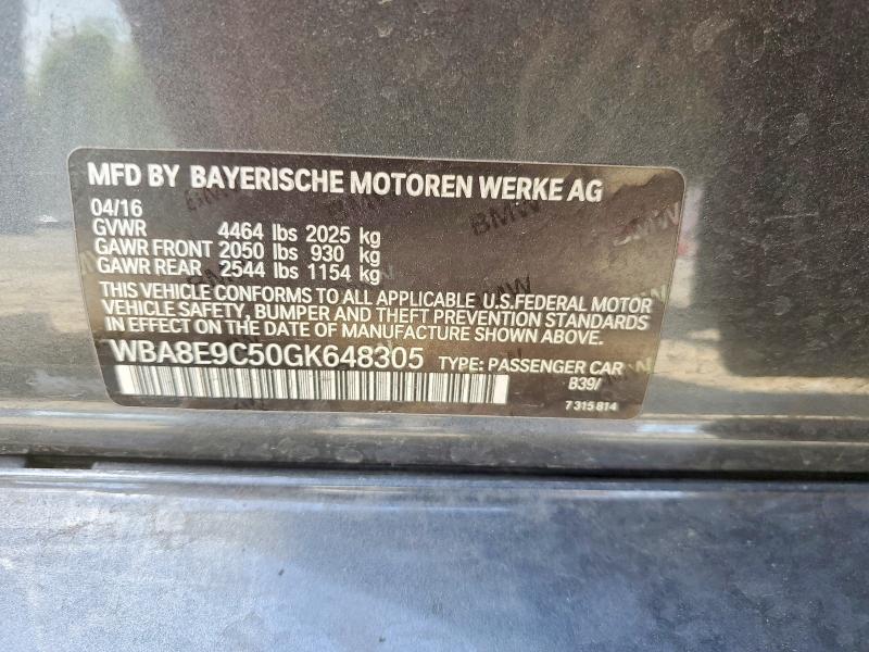 49912096 :رقم المزاد ، WBA8E9C50GK648305 vin ، 2016 Bmw 328 مزاد بيع
