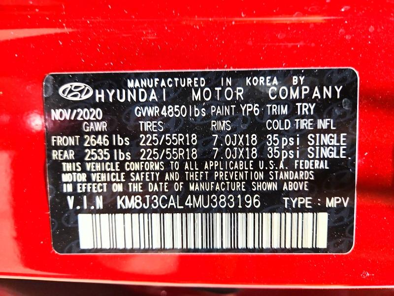 2021 Hyundai Tucson Limited Awd მანქანა იყიდება აუქციონზე, vin: KM8J3CAL4MU383196, აუქციონის ნომერი: 48454006
