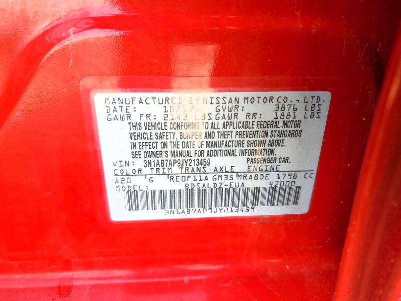 48870216 :رقم المزاد ، 3N1AB7AP9JY213459 vin ، 2018 Nissan Sentra مزاد بيع