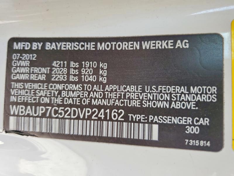 Aukcja sprzedaży 2013 Bmw 128, vin: WBAUP7C52DVP24162, numer aukcji: 51519916