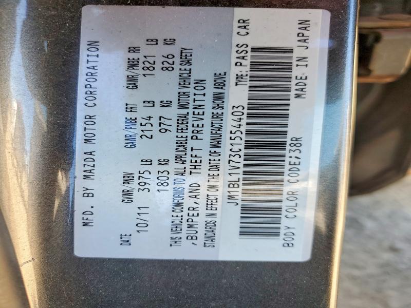 Продажа на аукционе авто 2012 Mazda 3, vin: JM1BL1V73C1554403, номер лота: 49299796