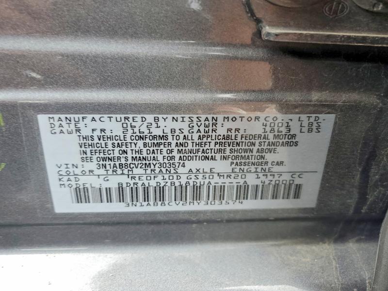 52041436 :رقم المزاد ، 3N1AB8CV2MY303574 vin ، 2021 Nissan Sentra مزاد بيع