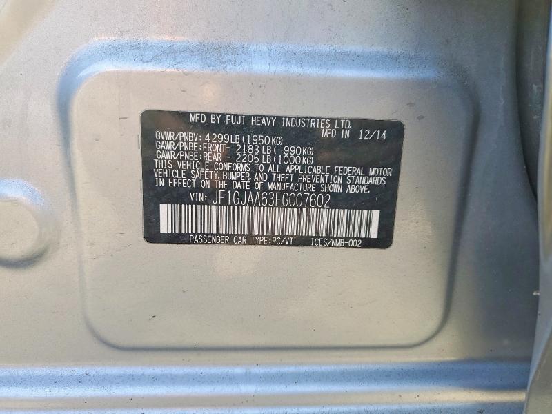 Aukcja sprzedaży 2015 Subaru Impreza, vin: JF1GJAA63FG007602, numer aukcji: 51489786