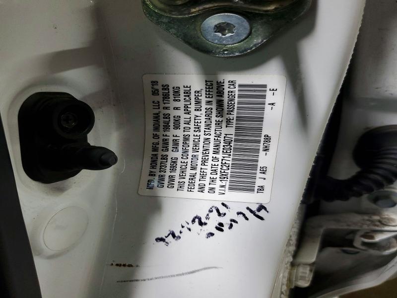 51494486 :رقم المزاد ، 19XFC2F71JE034071 vin ، 2018 Honda Civic مزاد بيع