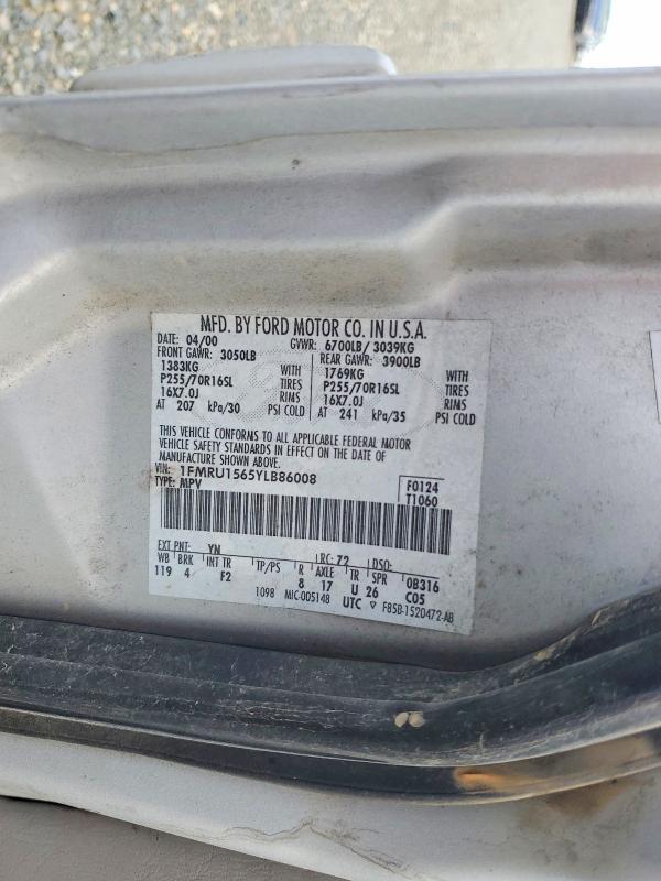 Продажа на аукционе авто 2000 Ford Expedition, vin: 1FMRU1565YLB86008, номер лота: 49601706