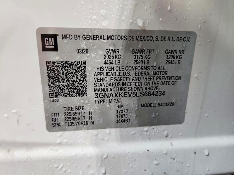 Продажа на аукционе авто 2020 Chevrolet Equinox, vin: 3GNAXKEV5LS664234, номер лота: 51616106