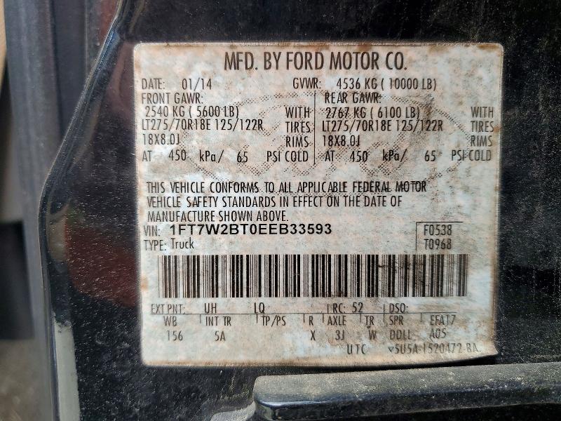48224866 :رقم المزاد ، 1FT7W2BT0EEB33593 vin ، 2014 Ford F250 مزاد بيع