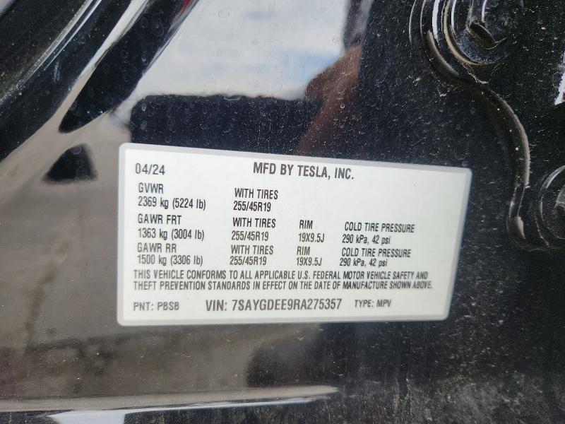 Продажа на аукционе авто 2024 Tesla Model Y, vin: 7SAYGDEE9RA275357, номер лота: 50585326