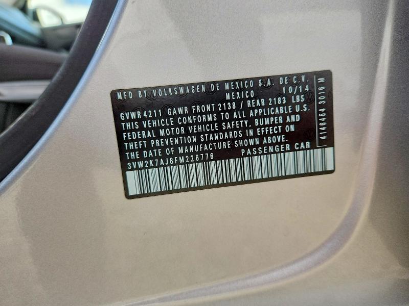 Продаж на аукціоні авто 2015 Volkswagen Jetta, vin: 3VW2K7AJ8FM226776, номер лоту: 51379516
