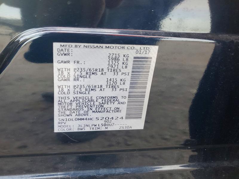 Aukcja sprzedaży 2017 Infiniti Qx60, vin: 5N1DL0MM4HC520424, numer aukcji: 47981576