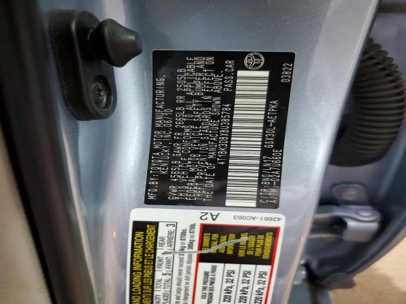 2011 Toyota Avalon მანქანა იყიდება აუქციონზე, vin: 4T1BK3DBXBU385784, აუქციონის ნომერი: 51660886