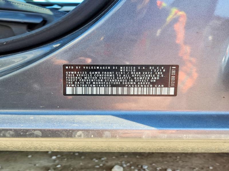 50317496 :رقم المزاد ، 3VWC57BU1KM144533 vin ، 2019 Volkswagen Jetta مزاد بيع