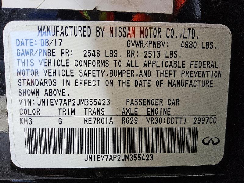 48180456 :رقم المزاد ، JN1EV7AP2JM355423 vin ، 2018 Infiniti Q50 مزاد بيع