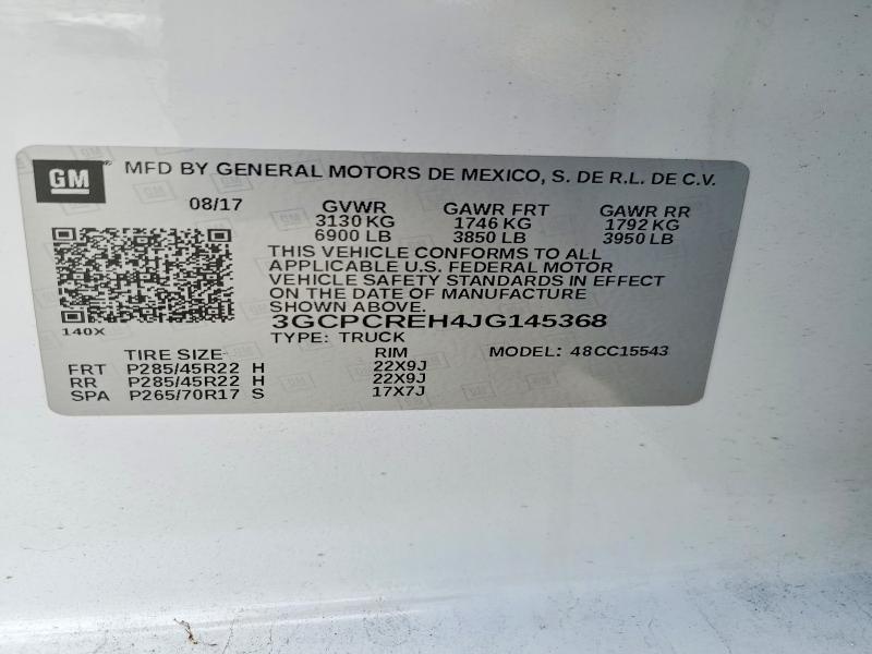 2018 Chevrolet Silverado მანქანა იყიდება აუქციონზე, vin: 3GCPCREH4JG145368, აუქციონის ნომერი: 49928586