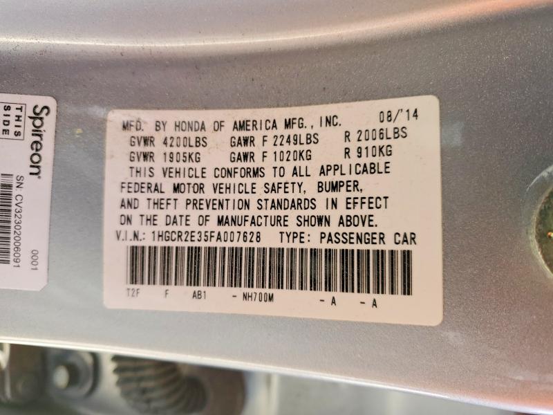 Продажа на аукционе авто 2015 Honda Accord, vin: 1HGCR2E35FA007628, номер лота: 49157676