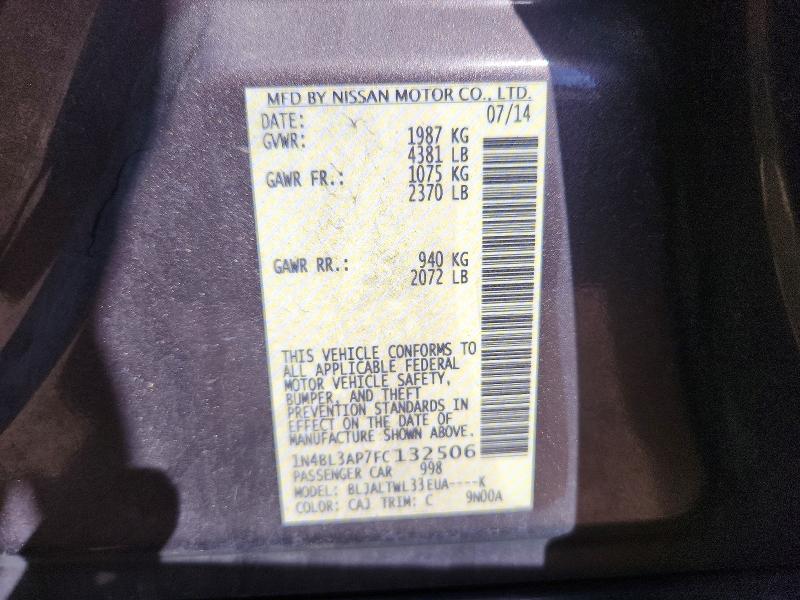 50450806 :رقم المزاد ، 1N4BL3AP7FC132506 vin ، 2015 Nissan Altima مزاد بيع