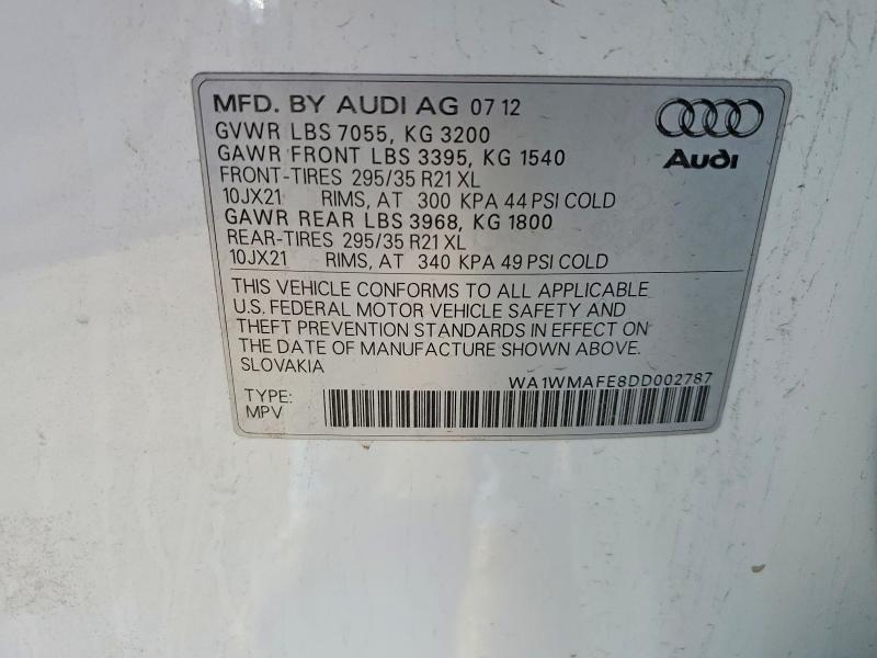 Aukcja sprzedaży 2013 Audi Q7, vin: WA1WMAFE8DD002787, numer aukcji: 50681676