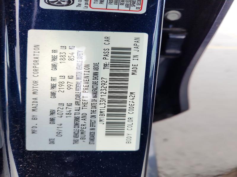 2015 Mazda 3 მანქანა იყიდება აუქციონზე, vin: JM1BM1L33F1232927, აუქციონის ნომერი: 49992806