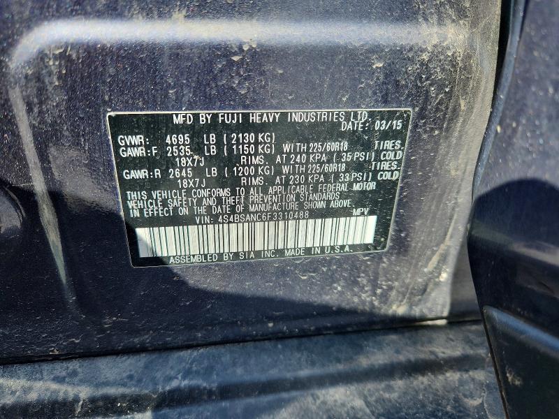 51528966 :رقم المزاد ، 4S4BSANC6F3310488 vin ، 2015 Subaru Outback مزاد بيع