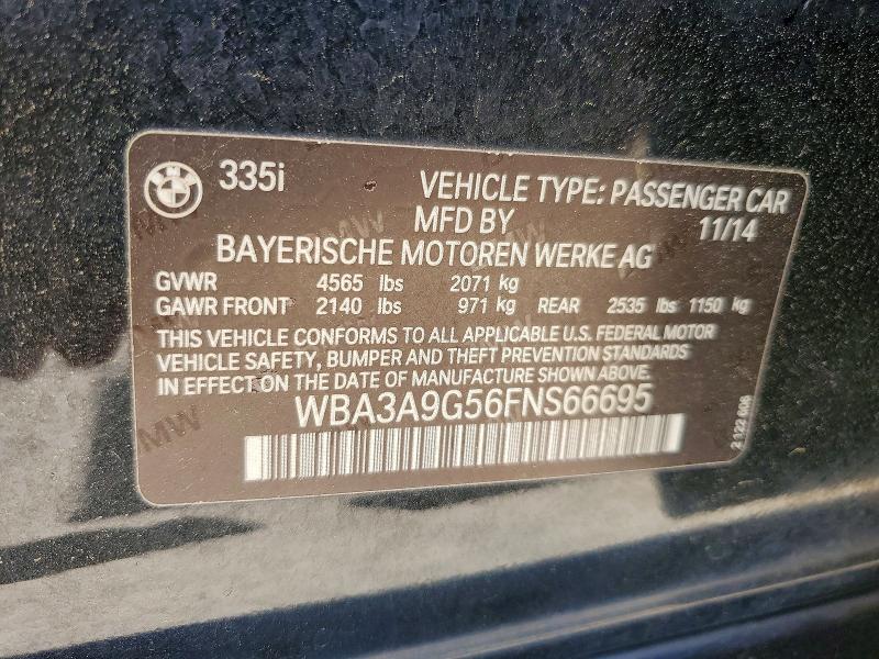 Auction sale of the 2015 Bmw 335, vin: WBA3A9G56FNS66695, lot number: 49286396