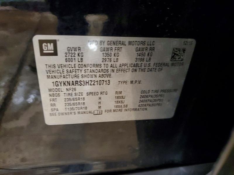 49218736 :رقم المزاد ، 1GYKNARS3HZ210713 vin ، 2017 Cadillac Xt5 مزاد بيع