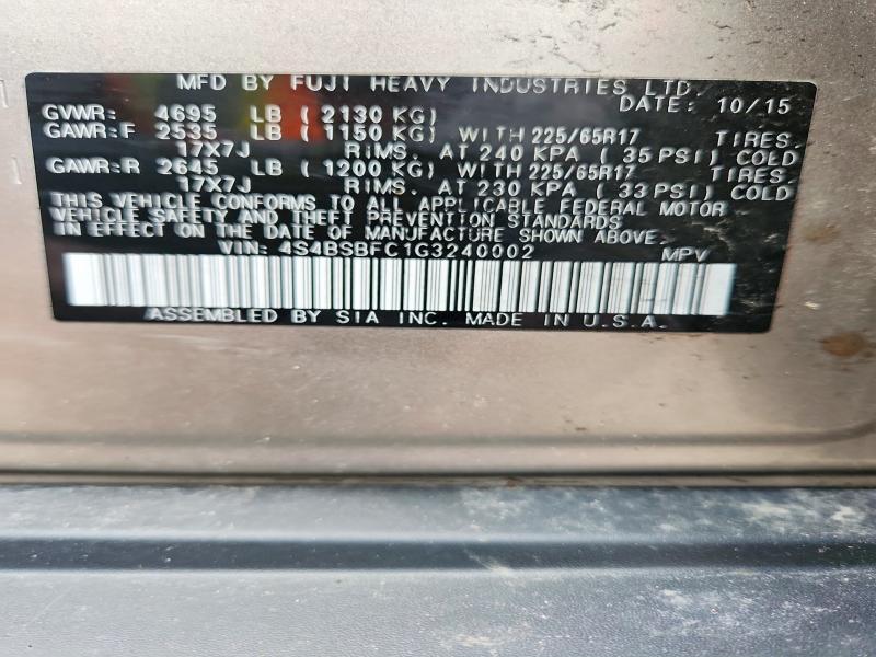 Aukcja sprzedaży 2016 Subaru Outback, vin: 4S4BSBFC1G3240002, numer aukcji: 51607426