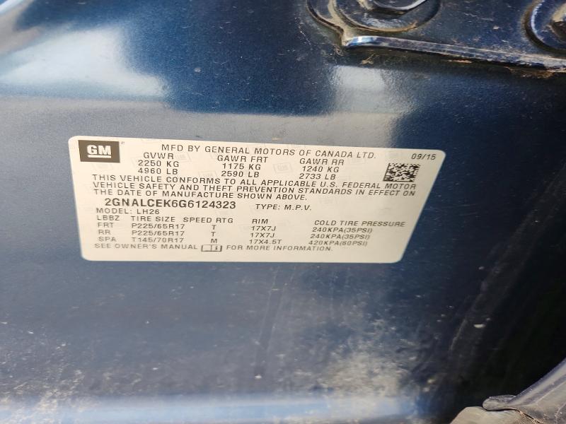 2016 Chevrolet Equinox მანქანა იყიდება აუქციონზე, vin: 2GNALCEK6G6124323, აუქციონის ნომერი: 50972456
