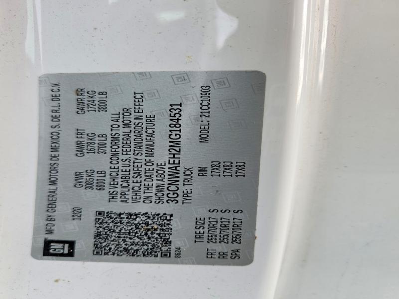 Продаж на аукціоні авто 2021 Chevrolet Silverado, vin: 3GCNWAEH2MG184531, номер лоту: 51456146