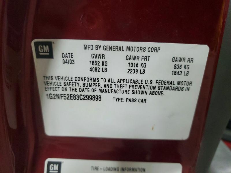 48151026 :رقم المزاد ، 1G2NF52E83C299898 vin ، 2003 Pontiac Grand Am مزاد بيع
