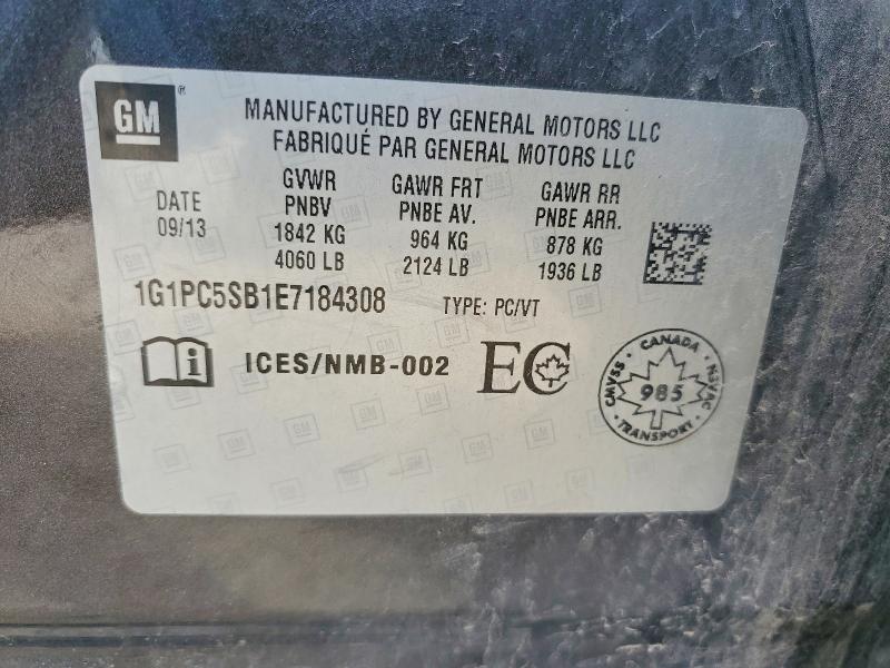 Продажа на аукционе авто 2014 Chevrolet Cruze, vin: 1G1PC5SB1E7184308, номер лота: 50815966
