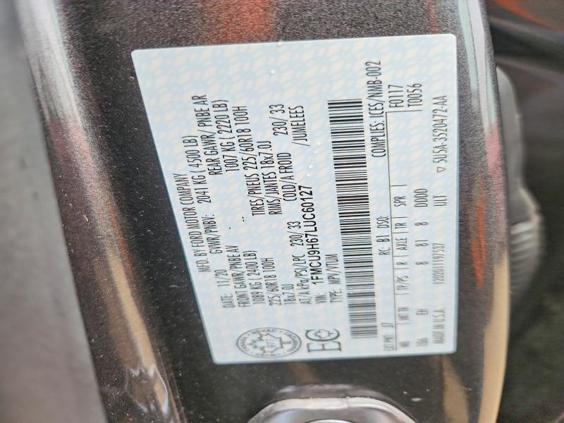 49276646 :رقم المزاد ، 1FMCU9H67LUC60127 vin ، 2020 Ford Escape مزاد بيع