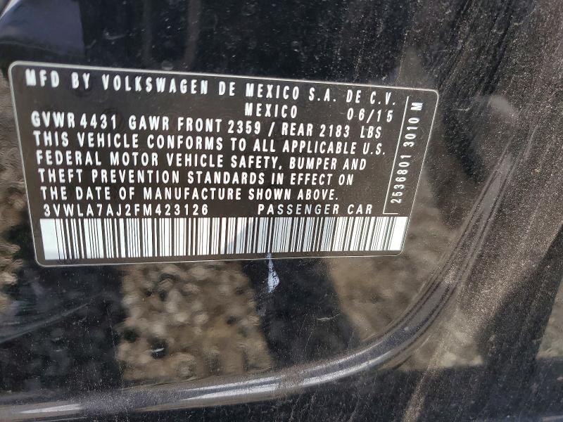 Aukcja sprzedaży 2015 Volkswagen Jetta, vin: 3VWLA7AJ2FM423126, numer aukcji: 52089476