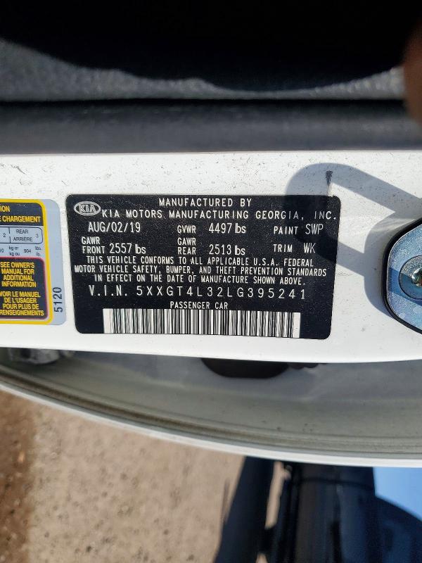 50073696 :رقم المزاد ، 5XXGT4L32LG395241 vin ، 2020 Kia Optima مزاد بيع