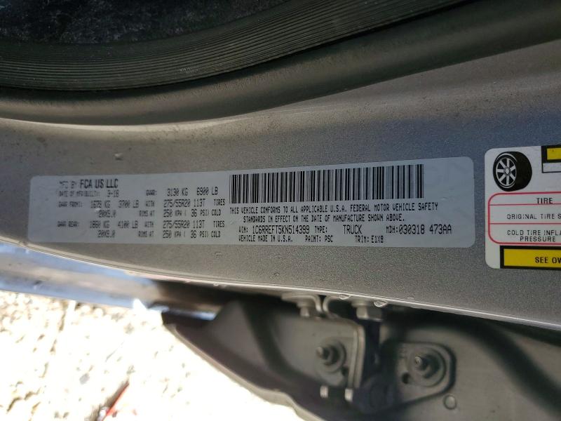Auction sale of the 2019 Ram 1500, vin: 1C6RREFT5KN514399, lot number: 50281856