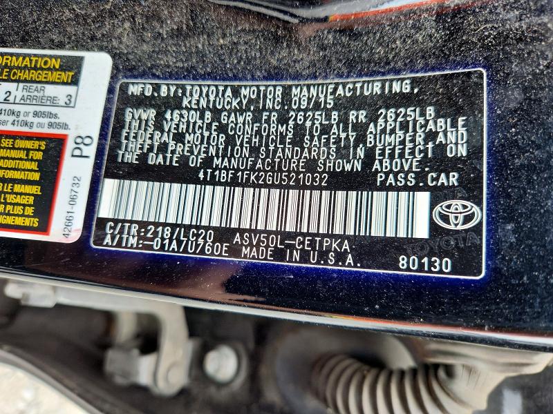 Aukcja sprzedaży 2016 Toyota Camry, vin: 4T1BF1FK2GU521032, numer aukcji: 49646816