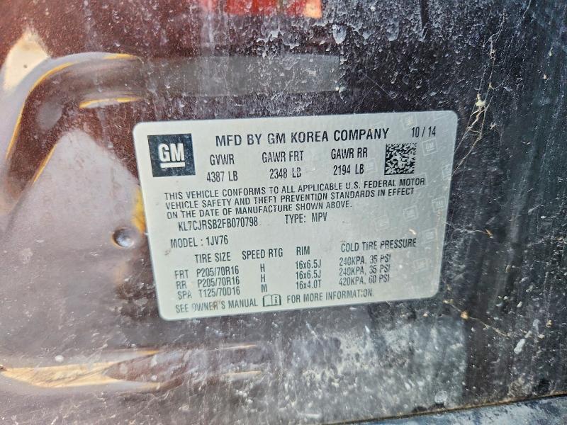 Aukcja sprzedaży 2015 Chevrolet Trax, vin: KL7CJRSB2FB070798, numer aukcji: 52013026