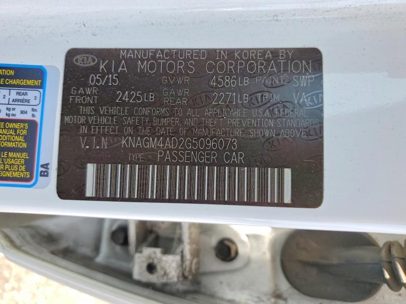 51686216 :رقم المزاد ، KNAGM4AD2G5096073 vin ، 2016 Kia Optima مزاد بيع