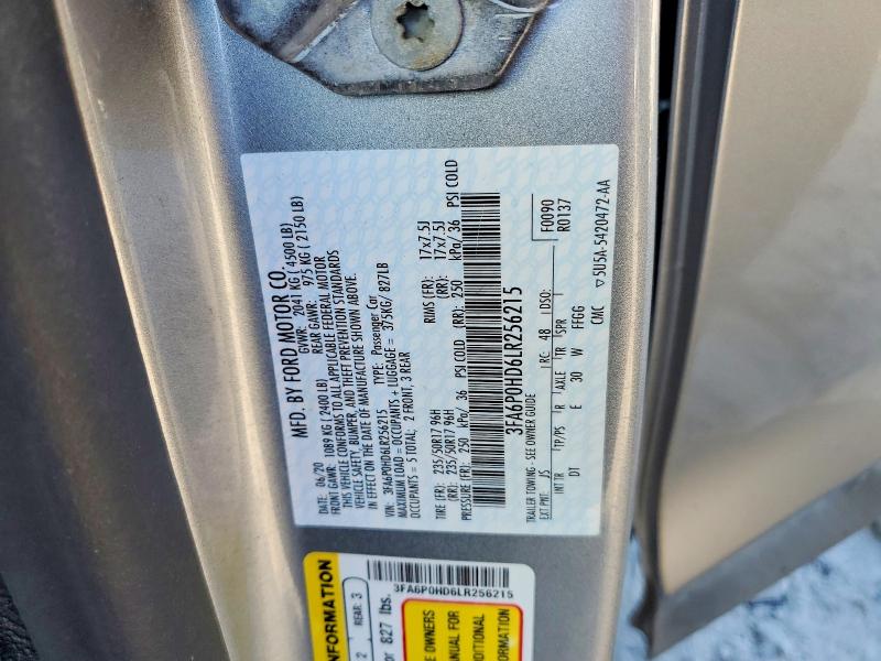 2020 Ford Fusion მანქანა იყიდება აუქციონზე, vin: 3FA6P0HD6LR256215, აუქციონის ნომერი: 49508176