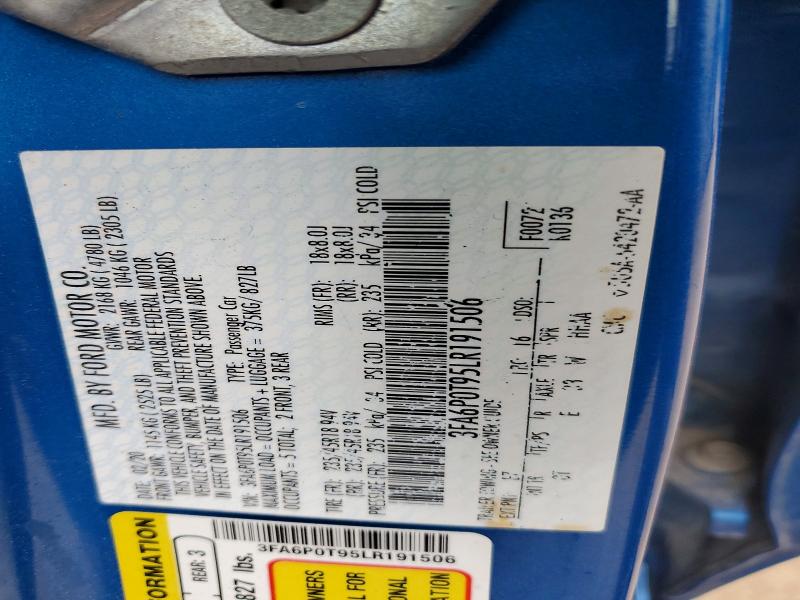 Продажа на аукционе авто 2020 Ford Fusion, vin: 3FA6P0T95LR191506, номер лота: 48353326