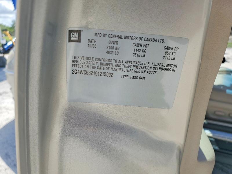 48802346 :رقم المزاد ، 2G4WC582191215002 vin ، 2009 Buick Lacrosse مزاد بيع