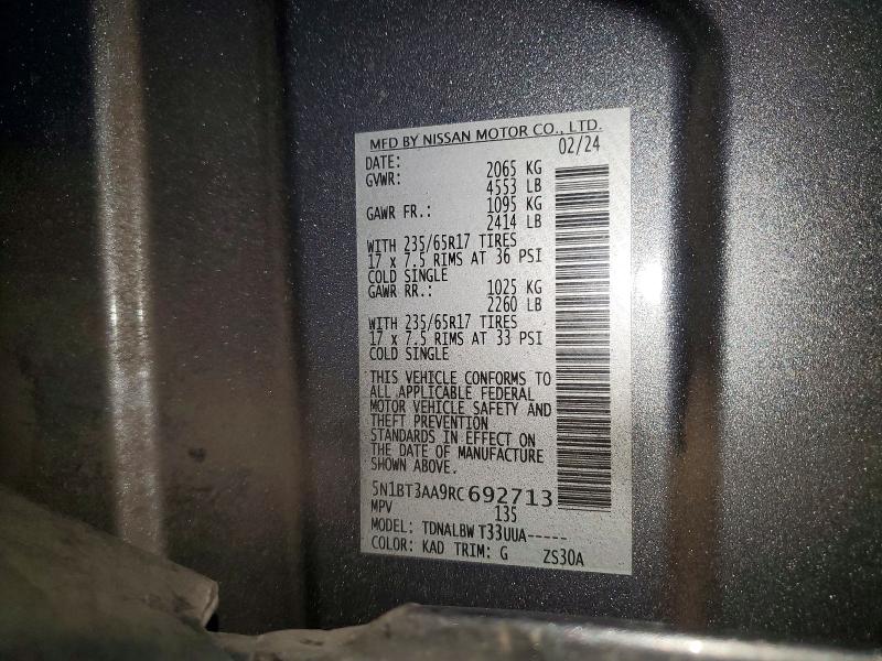 Aukcja sprzedaży 2024 Nissan Rogue, vin: 5N1BT3AA9RC692713, numer aukcji: 50517246