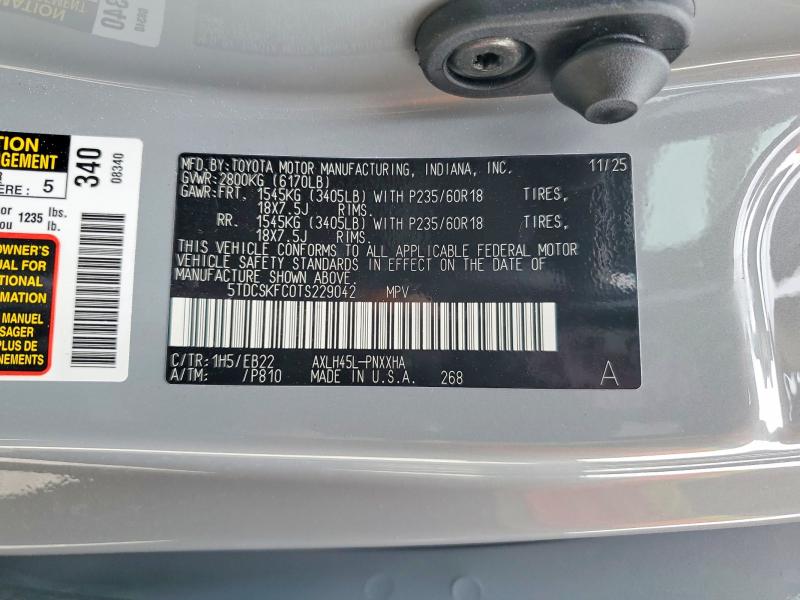 Aukcja sprzedaży 2026 Toyota Sienna, vin: 5TDCSKFC0TS229042, numer aukcji: 51134316