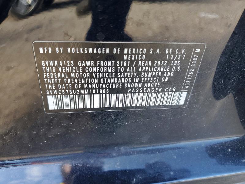 48767856 :رقم المزاد ، 3VWC57BU2MM101886 vin ، 2021 Volkswagen Jetta مزاد بيع