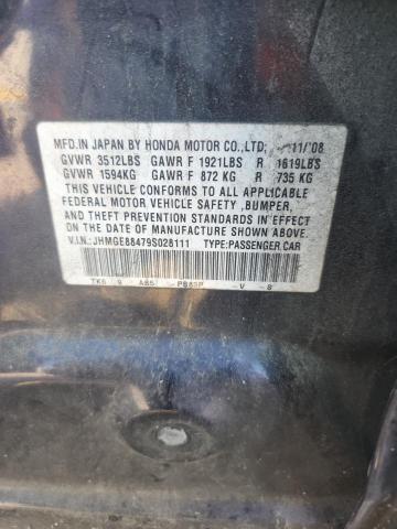 2009 Honda Fit მანქანა იყიდება აუქციონზე, vin: JHMGE88479S028111, აუქციონის ნომერი: 51200656