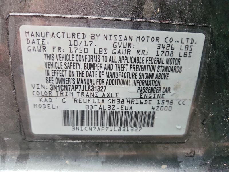 Aukcja sprzedaży 2018 Nissan Versa, vin: 3N1CN7AP7JL831327, numer aukcji: 50171576