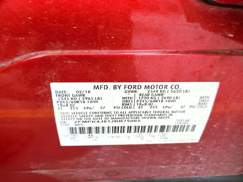 Продажа на аукционе авто 2018 Ford Edge, vin: 2FMPK4J81JBB75065, номер лота: 51609956