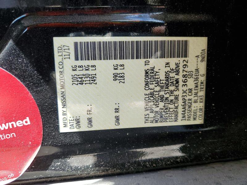 49337426 :رقم المزاد ، 1N4AA6AP3JC368792 vin ، 2018 Nissan Maxima مزاد بيع
