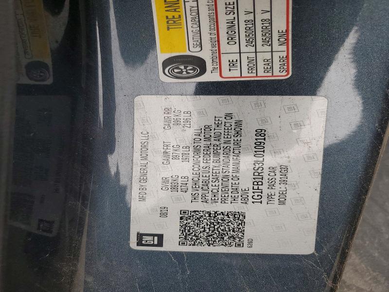 Продажа на аукционе авто 2020 Chevrolet Camaro, vin: 1G1FB1RS3L0109189, номер лота: 51069896
