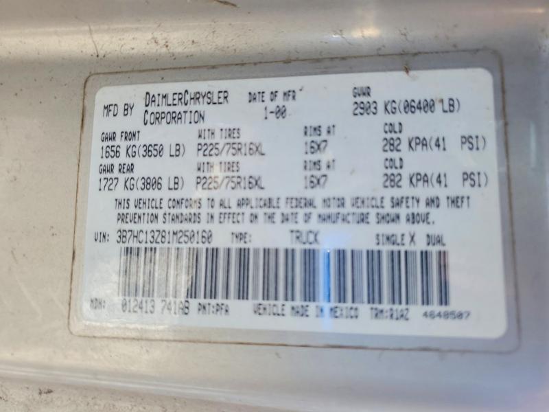 Aukcja sprzedaży 2001 Dodge Ram 1500, vin: 3B7HC13Z81M250160, numer aukcji: 49947106